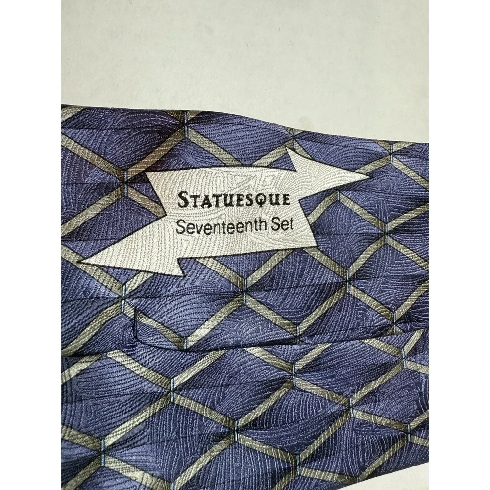 Grateful Dead Tie Statuesque 17th‎ Set VTG 1996 Blue Geometric Jacquard Stealie